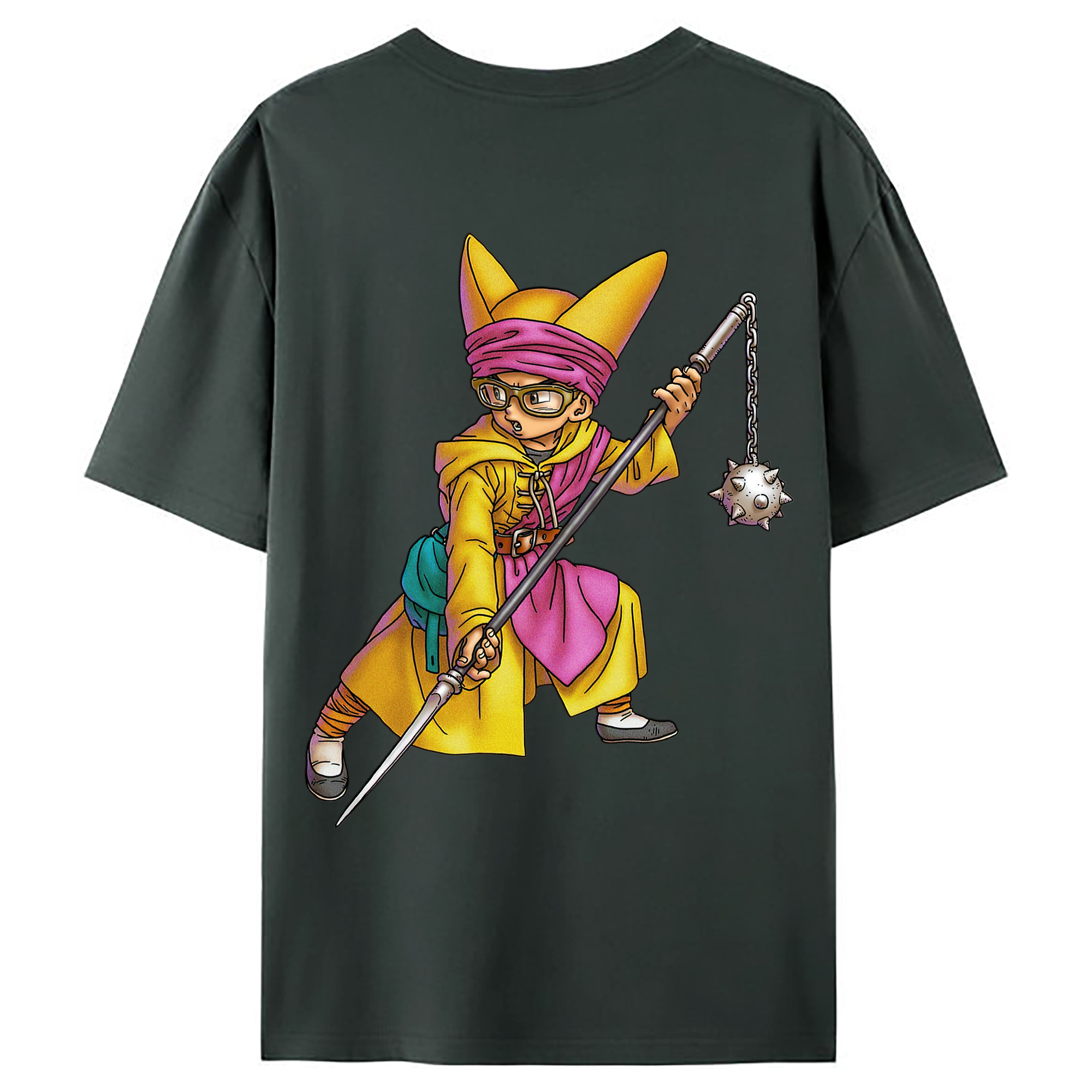 （画像用） ドラゴンクエスト Doragon Kuesuto Dragon Quest 綿100％ メンズ半袖Tシャツ（バックプリント） 通気性